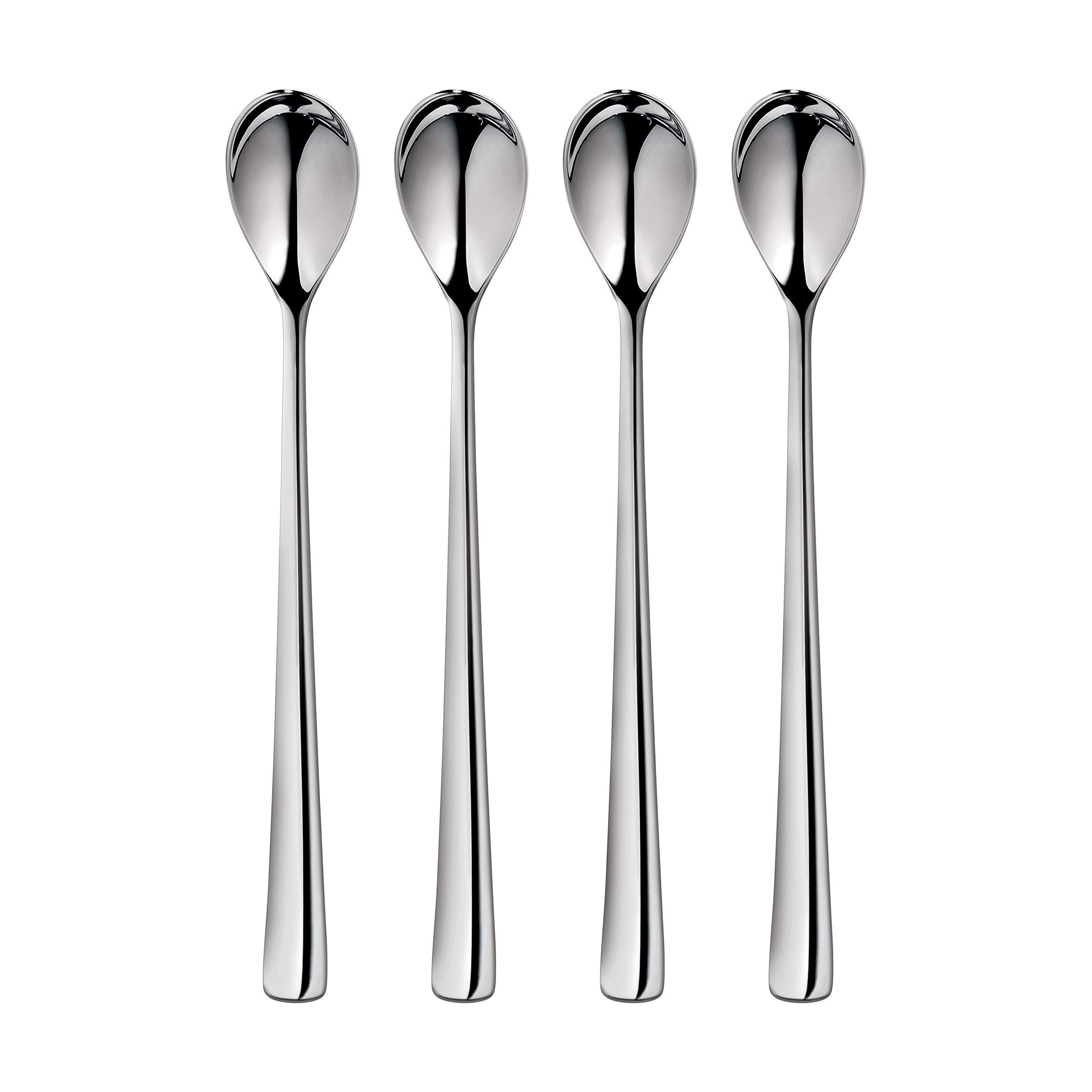 Robert Welch Malvern Bright Long Handled Spoon, Set of 4. Suitable for Latte, jam and ice Cream. Made from Stainless Steel. Dishwasher Safe.