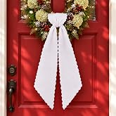 Rivvlive 4 Pcs Christmas Scalloped Wreath Sash for Front Door White Sash | Christmas Home Decor, Wedding Wreath Accessories, Ruffle Edge for Yard Porch Indoor Outdoor, Easy to Embroidery