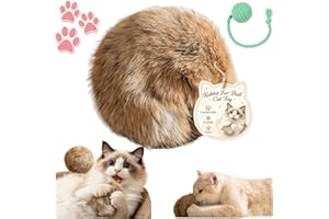 Rabbit Fur Ball Cat Toy, 3.9in Fuzzy Rabbit Fur Balls for Cats with Catnip, Interactive Fluffy Cat Toy Ball, Furry Catnip Toy