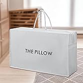 Locmeo Pillow Tote Bag for Travel 20 x 12 x 6 Inches Pillow Storage Bag Handbag Non Woven Portable Home Organizer Travel Organizer with Zippers and Handles for Comforters Pillows