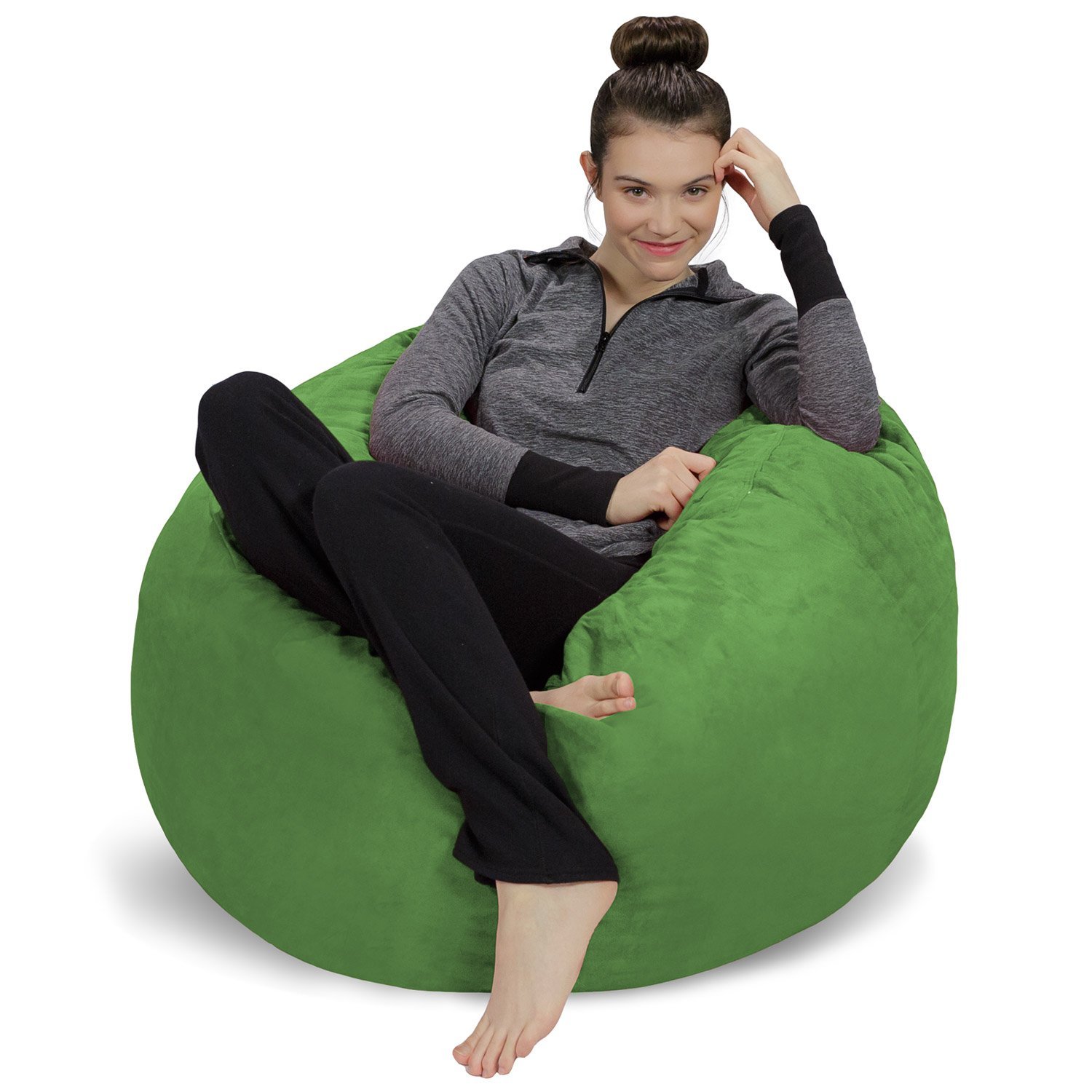 Photo 1 of Sofa Sack Bean Bag Chair - Plush, Ultra Soft - Memory Foam Bean Bag Chair with Microsuede Cover - Stuffed Foam Filled Furniture and Accessories for Dorm Room 3 Feet - Lime