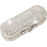 AsAlways Shiny Rhinestone Crystal Portable Lipstick Case with Mirror Portable Bling Diamonds Makeup Cosmetic Storage Holder for Travel Ladies Fashion