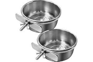 Tfwadmx Bird Feeding Dish Cups Parrot Food Bowl Clamp Holder Coop Cup, 2PCS Bird Cage Water Bowl for Parakeet African Greys Conure Cockatiels Lovebird Budgie Chinchilla