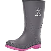 Kamik Kids Stomp Waterproof Rain Boots,Charcoal/Magenta,7T