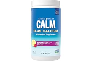 Natural Vitality Calm, Magnesium & Calcium Supplement, Drink Mix Powder Supports a Healthy Response to Stress, Gluten Free, Vegan, & Non-GMO, Raspberry Lemon, 16 oz