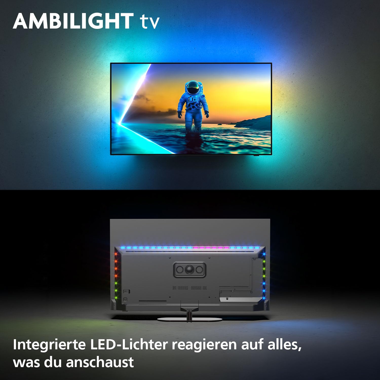 Philips Ambilight 55OLED810 4K OLED Smart TV - 55 Zoll Display mit P5 AI Perfect Picture Engine Ultra HD, Titan OS, Dolby Vision und Atmos Sound - Funktioniert mit Alexa und Google Sprachassistent 2