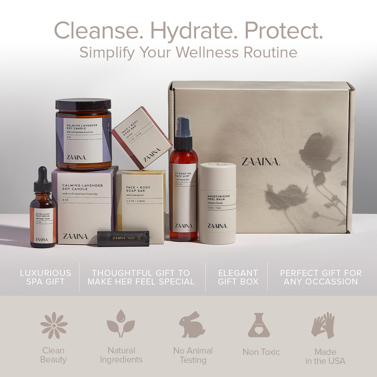 Birthday Gift Set for Women - Handmade in USA, Bath and Body Gift Set for Her, Relaxing Spa Kit Package, Self Care Gift Basket for Mom, Wife Friend Sister, Pampering Home Spa Kit for Woman by ZAAINA