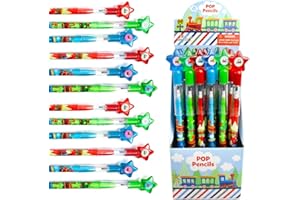 TINYMILLS 24 Pcs Train Multi Point Stackable Push Pencil Assortment with Eraser for Train Birthday Party Favor Prize Carnival Goodie Bag Stuffers Classroom Rewards Pinata Fillers