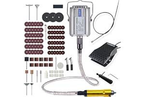 CTISMICE 780W Flex Shaft Rotary Tool, 500-25000RPM Flexible Shaft Grinder Kits with Variable Speed Foot Pedal and 110pcs Accessories for Grinding Polishing Sanding Deburring Cutting Buffing Finishing