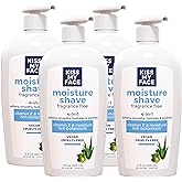 Kiss My Face Moisture Shave Cream, Fragrance Free Shaving Cream for Men and Women, 11 oz Pump Bottle, 4 Pack (Packaging May Vary)