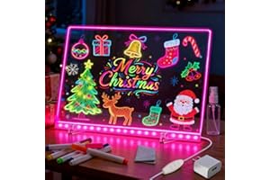 Planche à dessin LED avec couleurs, 35,6 x 25,4 cm, 3 modes et 7 couleurs d'éclairage, tableau à DEL effaçable à sec, tableau