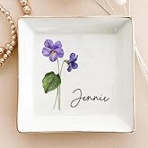 JRLCTECH Friends are Flowers That Never Fade, Custom Birth Month Flower Jewelry Dish, Personalized Trinket Tray Ring Dish, Birthday Gift for Friend, BFF Gift, Wedding Gift for Women