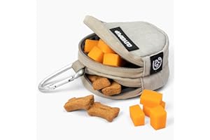 Cleverpup, Snackpack Double Insulated Dog Treat Pouch - Holds 1.5 Cups - Dog Training and Walks Snack Bag, Two Pockets for Dry or Wet Treats, Attaches to Leash, Belt, or Bag - Sand