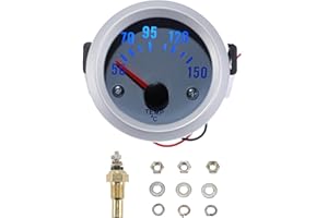 HOPESPANNER Oil Temp Temperature Gauge Meter Kit Silver Tone Engine Temp Gauge 2" 52mm Universal White 50Degrees Celsius-150D