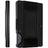 The Ridge Wallet For Men, Leather Card Wallet For Men With Cash Strap- Minimalist Aesthetics, Holds up to 12 Cards, RFID Safe, Blocks Chip Readers (Midnight Black)