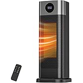 Lostrain Space Heater, 1500W Electric Ceramic Tower Heater Fan PTC 3S Fast Heating with Thermostat and Remote, 70°Oscillating