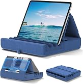 KDD Tablet Pillow Holder, Foldable iPad Stand for Lap, Bed and Desk -Tablet Soft Pad Dock with Pocket &amp; Stylus Mount Compatible with iPad Pro 12.9, 10.5, 9.7 Air Mini 6 5 4 3, Galaxy Tab,E-Reader
