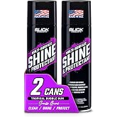 Slick Products Shine &amp; Protectant High Gloss Coating Spray (2-Pack) | Shines, cleans, protects and renews plastic, vinyl, rubber, fiberglass, trim and tires; deep wet-look finish; UV protection