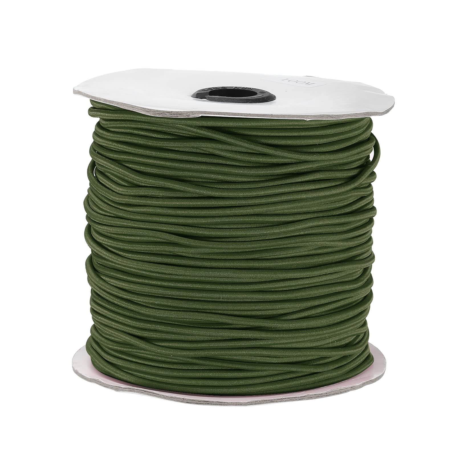 PATIKIL Elastic Cord Heavy Stretch String Rope 2.5mm 109 Yards for Crafting DIY Sewing Hook Straps Camping Tie Down Strap Army Green
