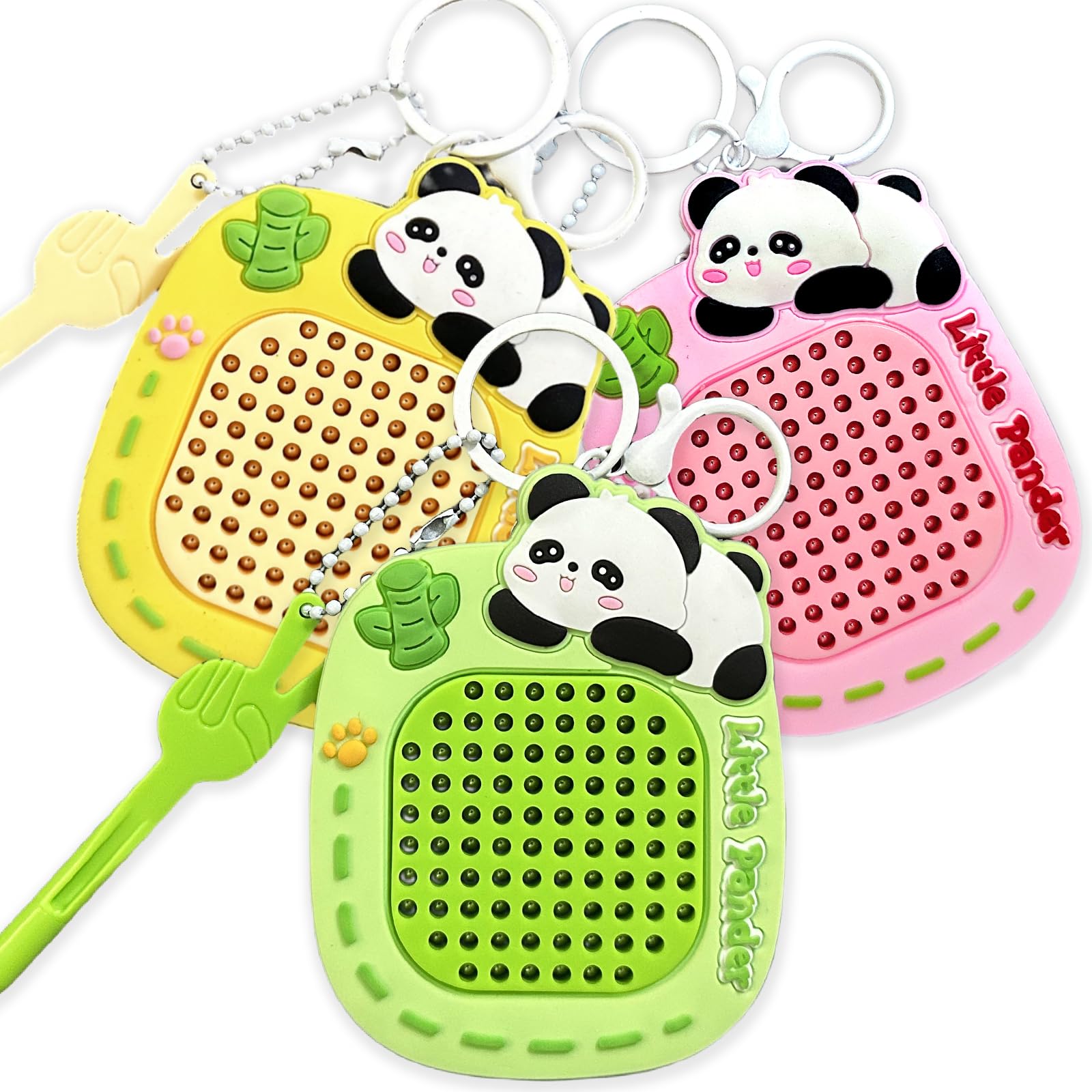 Echehi 3pcs Fidget Keyring, Fidget Toys with Magnetic Drawing Board and Maze Map, Sensory Fidget Toys for Adults and Child to Relieve Anxiety. Panda3