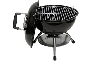 Megamaster 14.5" Portable Charcoal Barbecue Grill with Adjustable Air Vent, 141 SQ. In Cooking Area, Table Top Grill for Camping, Outdoor Cooking, Patios, and More - 810-23001