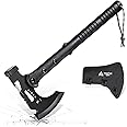 Freelander Camping Axe with Sheath, Sharp Tactical Hatchet Axe with Clip and Bottle Opener, Multi-Functional Hammer Tactical Tomahawk, Survival Tomahawk Axe for Camping (Black, 15 Inch)