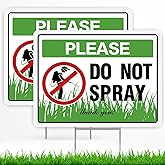 Do Not Spray Sign Yard Sign - 2 Pack-12" x 9" Corrugated Plastic with Metal H-Stakes No Pesticide spray signs Outdoor Waterproof, Non-Fading, Easy to Mount Double Sided UV Protected