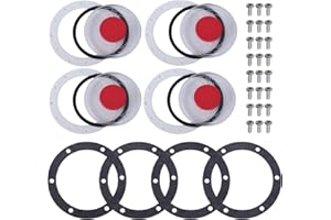 CheeMuii 3595995 Hub Cap Window Cover Kit for 3434009 Hub Caps 4 Set 359-5995 Hubcap Oil Window with Plugs Gaskets and Bolts Replace for Stemco 343-4009 Semi Truck Trailer Hub Caps