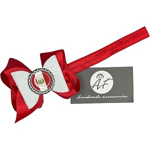 Peru Heritage Baby Headband – Handmade Hair Bow on Soft Elastic Band – Peruvian Flag Inspired Bow for Girls – Cultural Hair A