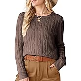 Womens Winter Fall Sweaters 2026 Trendy Cable Knit Long Sleeve Crewneck Tops Casual Outfit Sweater for Women