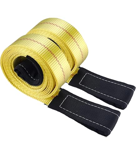 Trekassy 2 Pack Lifting Sling Straps, 2" X 10ft, Heavy Duty Flat Loop, 10,000lb Break Capacity, Yellow