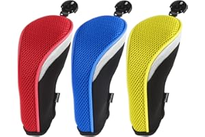 Andux 3 Pack Golf Hybrid Club Head Covers Interchangeable No. Tag Mt/hy09 (Red,Yellow, Blue)
