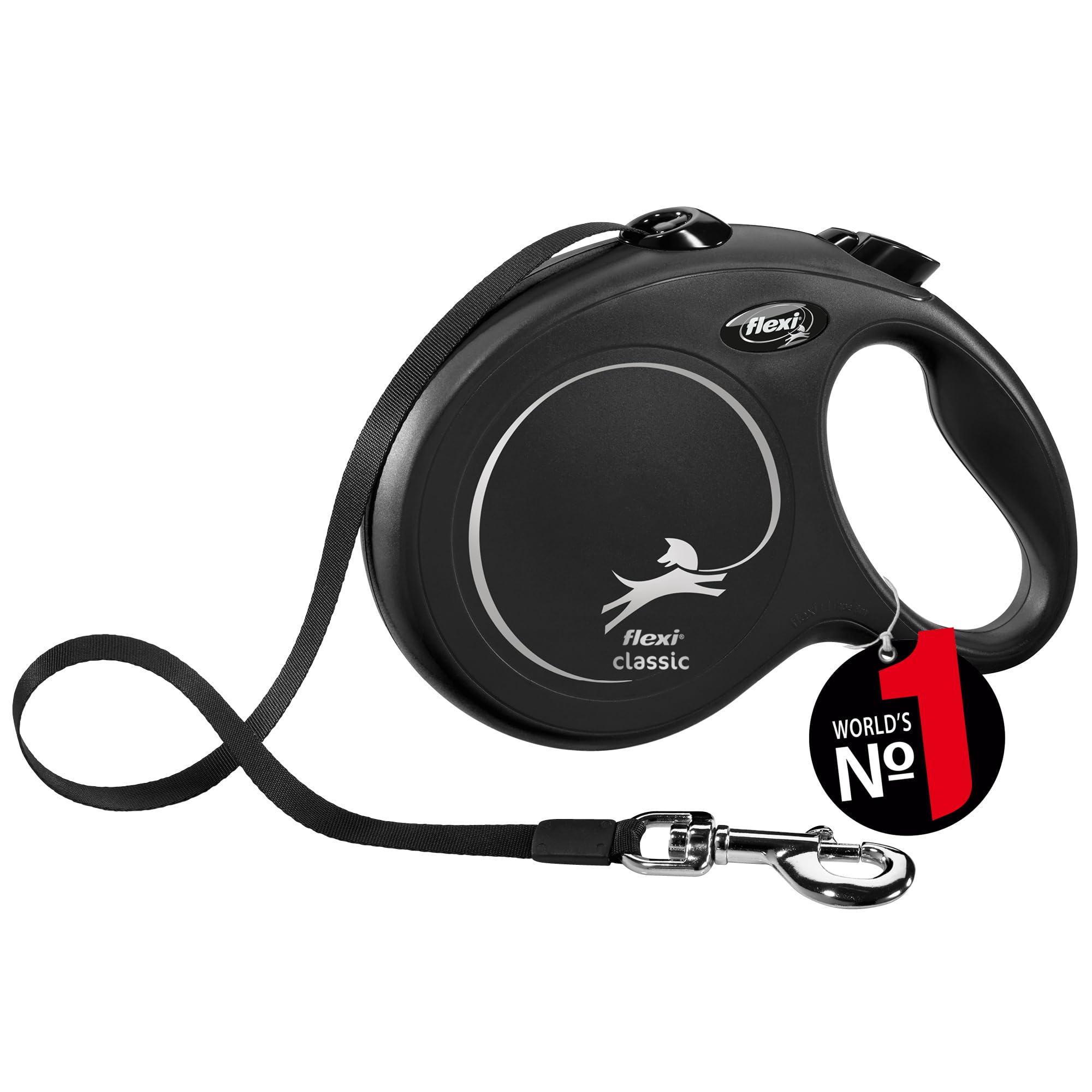 flexi Classic L Tape 8 m black, retractable leash for dogs up to 50 kg โ image 1