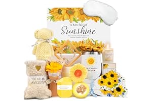 BETEM Gift Baskets for Women, Sending Sunshine Sunflower Care Package for Women, Thank You, Get Well, Sympathy Inspirational Friendship Christmas Gifts for Mom Her Sister Friends Wife, Self Care Spa Basket