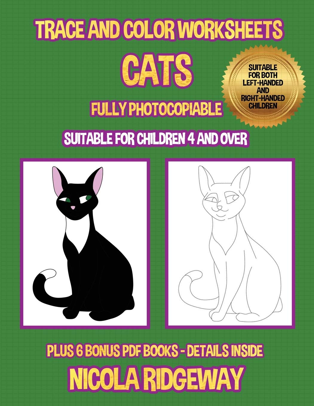 trace and color worksheets cats this book has 40 trace and color worksheets this book will assist young children to develop pen control and to exercise their fine motor skills tracing worksheets