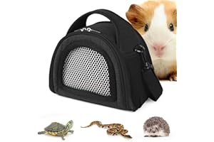 YUDODO Hamster Carrier Guinea Pig Carrier Bag Small Animal Sugar Glider Pouch Gerbil Hedgehog Portable Travel Carrier Outdoor Hangbag Flying Squirrel Rat Carrier Black
