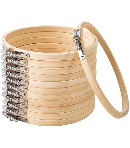Auvotuis 3 Aros Redondos De Bordado De 10.2 Pulgadas De Madera