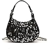 Women Girls Evening Handbag Sequin Evening Crossbody Bag Top Handle Clutch Glitter Shoulder Purse Wedding Party,Black