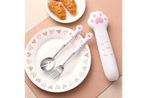 Reusable Spoon And Fork Set With Storage Box, Portable Cute Cat's Paw Cutlery Set, Stainless Steel Coffee Spoons, Cute Milk S