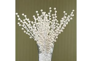 Factory Direct Craft Pack of 12 Creamy White Pearl Berry Stems Decorative Wire Stem Branch Sprays for Christmas Tree Decorations, Holiday Flower Arrangements, Wedding Decor, and DIY Crafts