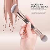 KINGMAS Foundation Double Ended Brush Angled Round Contour Bronzer Brush Brown view 3