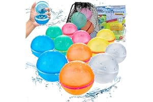 Tizikcon 12 PCS Reusable Water Balloons, Refillable Magnetic Water Balls for Outdoor Games, Self Sealing Water Splash Bomb Quick Fill for Summer Fun, Pool Beach Toys for Kids Ages 3-12