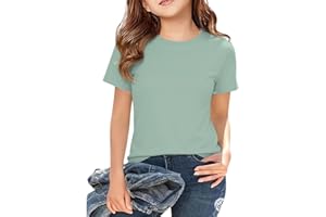 Cotton T Shirts for Boys Girls Basic Short Sleeve Crewneck Tee Tops Toddler Kids Athletic School Casual Summer Shirt