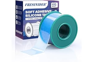 FRESINIDER Silicone Medical Tape – 1" x 5 Yard Blue 1 Roll, Pre-Cut, Waterproof & Repositionable, Pain-Free Removal, Hypoallergenic Adhesive for Sensitive Skin, Wound Care & First Aid Use