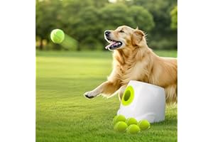 ALL FOR PAWS Automatic Ball Launcher for Dogs Interactive Puppy Pet Ball Outdoor Thrower Fetch Machine, 6 Balls Included (2.5 inch) for Medium to Large Dogs, Rechargeable Battery