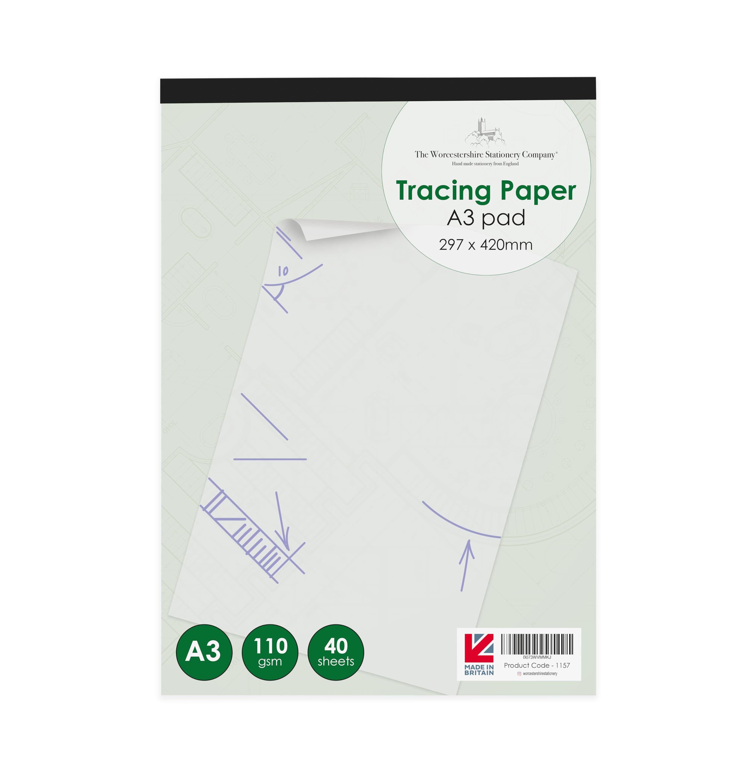 A3 Tracing Paper pad, Professional Range, 40 Sheets, 110gsm Paper