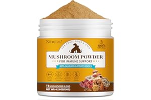 BXRUIAGN Organic Mushroom Supplement Powder for Dogs & Cats – 11 Mushroom Complex with Turkey Tail, Reishi & Cordyceps, Supports Lipoma, Lumps & Bumps Relief, Immune & Skin Health, 120g
