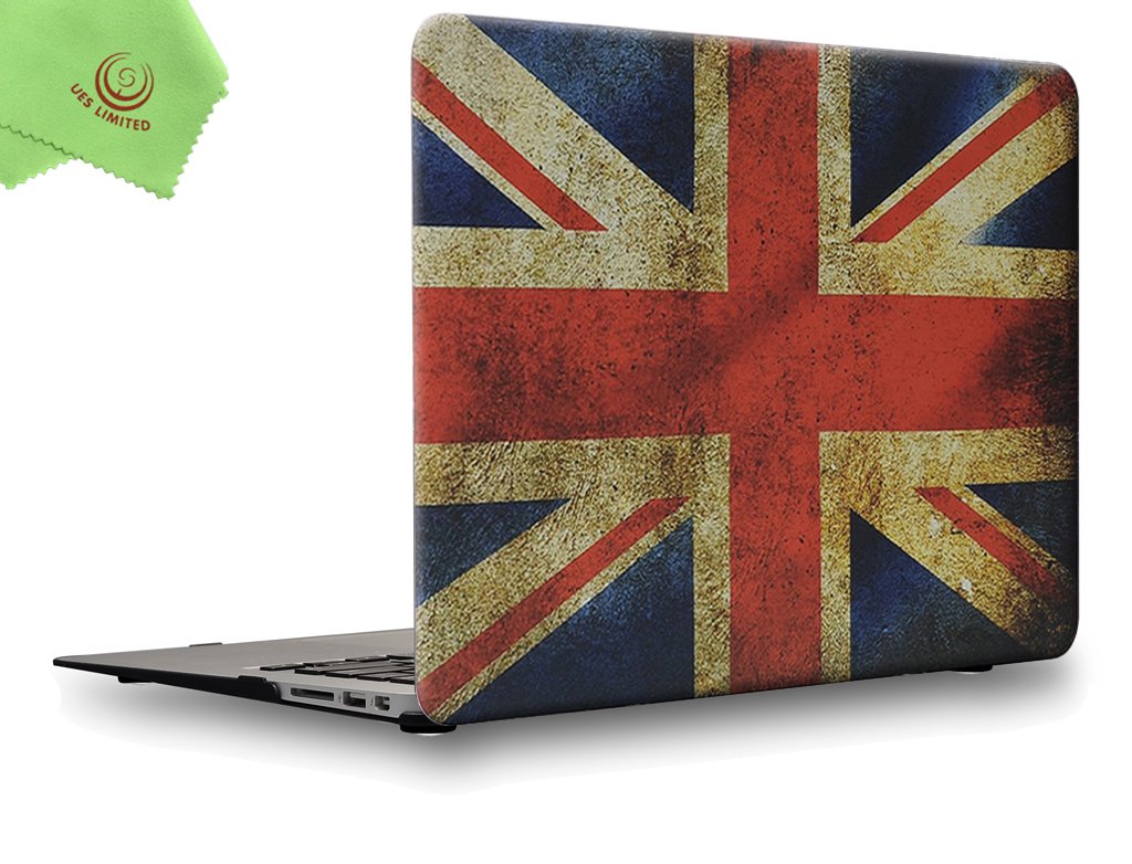 UESWILL Air 13 inch Case Rubberized Unique Pattern Solid Hard Shell Case Cover Compatible with MacBook Air 13 inch (Models: A1369/A1466) + Microfibre Cleaning Cloth,UK Flag