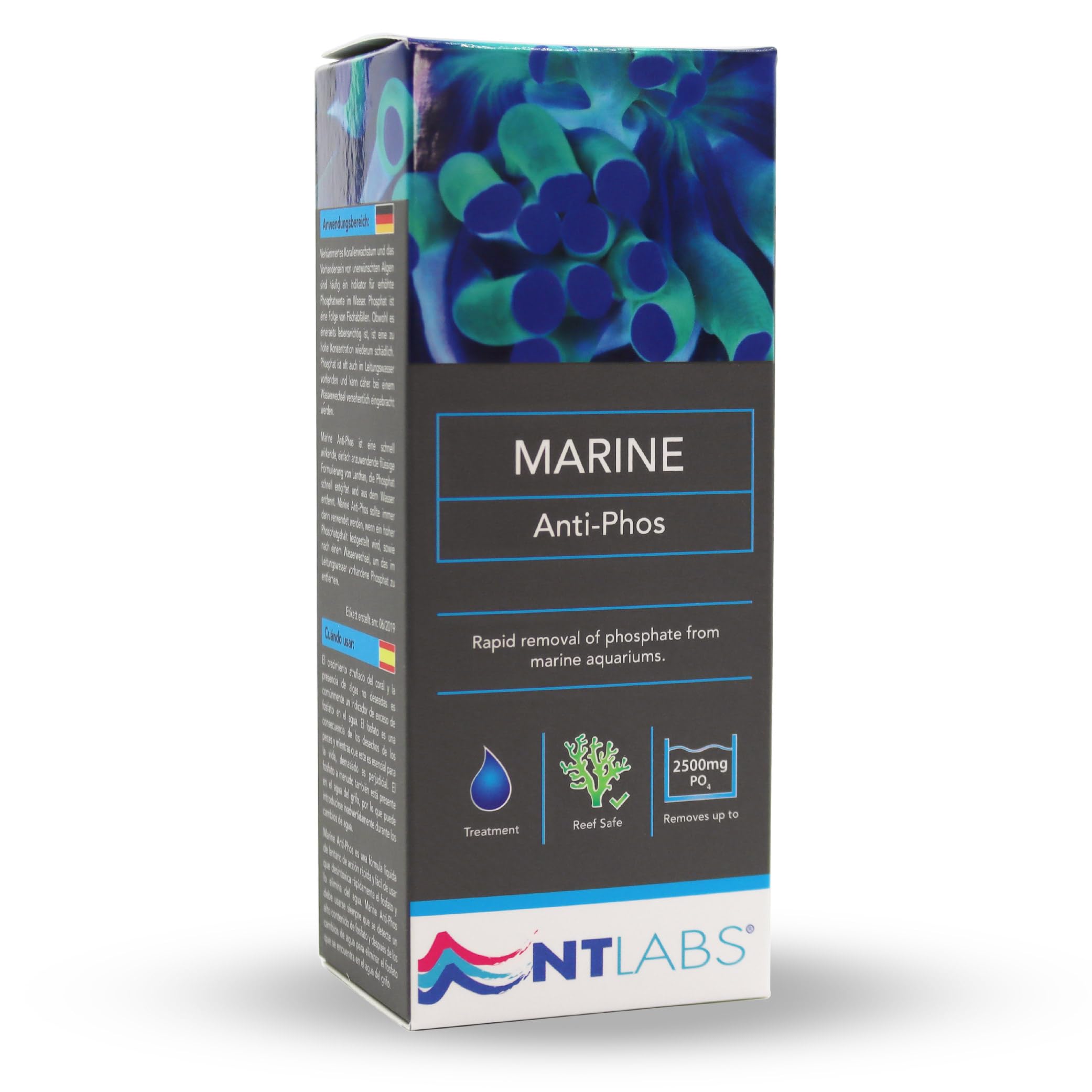 NT Labs Marine Anti-Phos, Marine Liquid Phosphate Remover, Marine Aquarium Water Treatment, Removes Phosphate, Keeps Aquarium Water Clear and Algae Free (100ml)