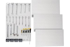 FRAYSCENT Peg Boards for Walls Metal Pegboard Panels Garage Wall Organizer, 3 Pcs 24” x 12” Garage Metal White Peg Board Tool Organization, Steel Pegboard Tool Board Garage Wall Mount Pegboard Wall Organizer…